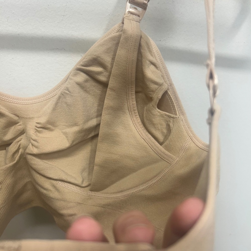 KB Nursing Maternity Bra Seamless Comfort Support Lightly Padded Beige Medium - Picture 7 of 8